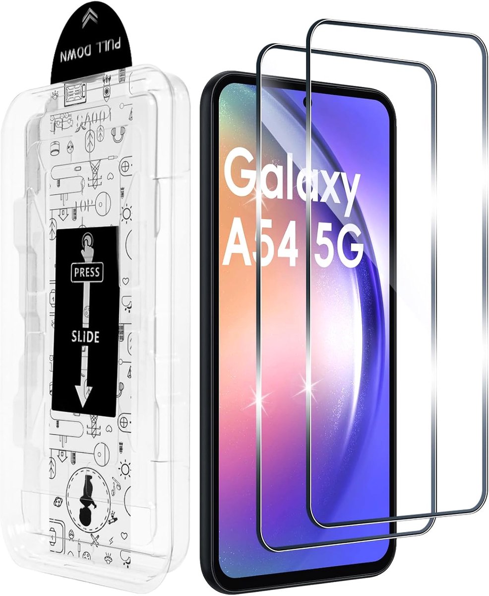 Beschermfolie voor Samsung Galaxy A54 5G, pantserglas, 0,33 mm, ultra-heldere folie, luchtbelvrije automontage, displaybescherming, beschermglas, hardheid 9H, krasbestendig, displaybeschermfolie