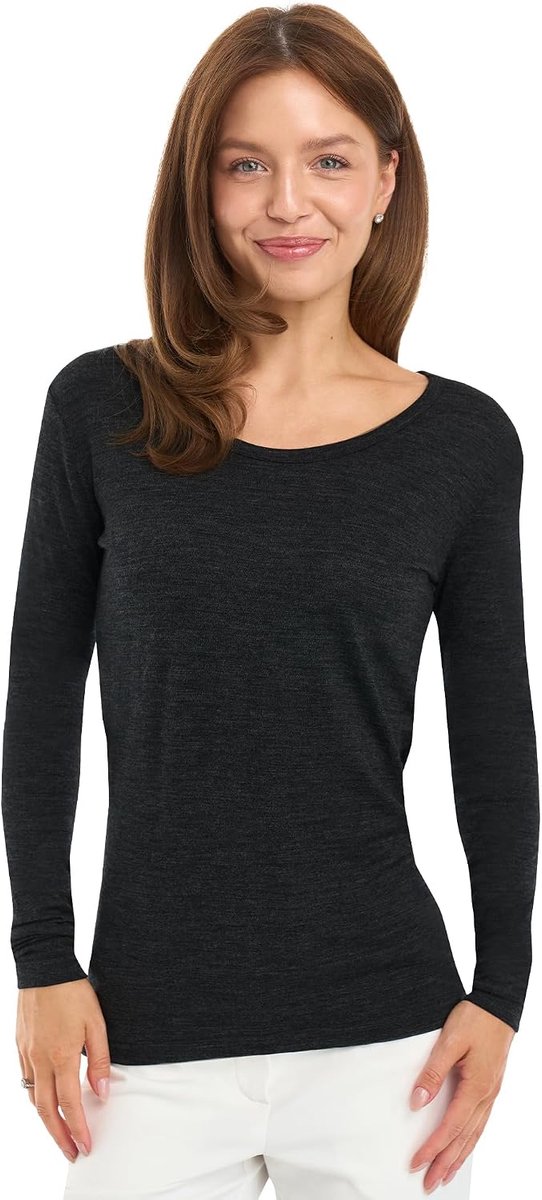 Basislaag dames - 100% merinowol shirt dames thermisch ondergoed lange mouwen T-shirt