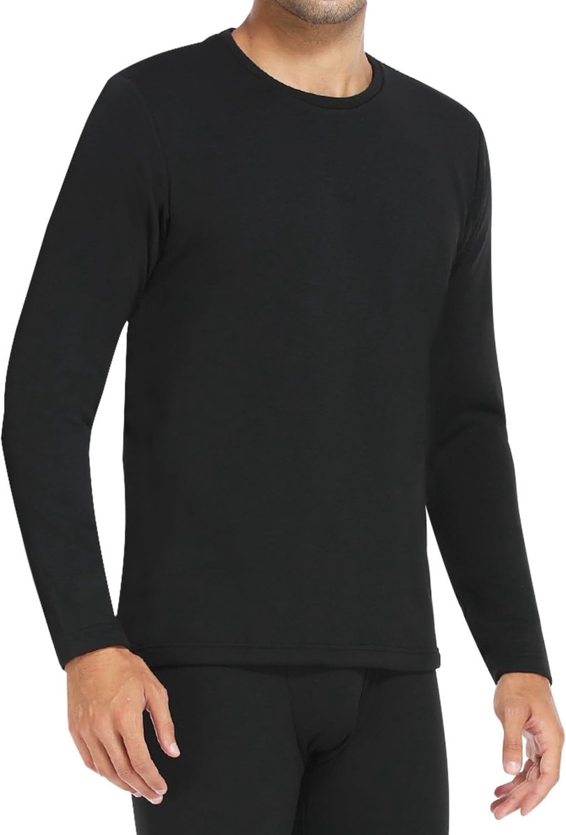 1/2-delige set thermo-ondergoed, onderhemd voor heren, thermo-bovenstuk, binnenfleece, winter, warm, ondergoed, lange mouwen, lange mouwen
