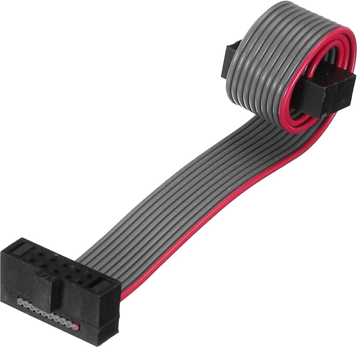 Platte bandkabel IDC, FC/FC-stekker, bus, type A, 10-polig, 1,27 mm, lengte 10 cm, donkergrijs