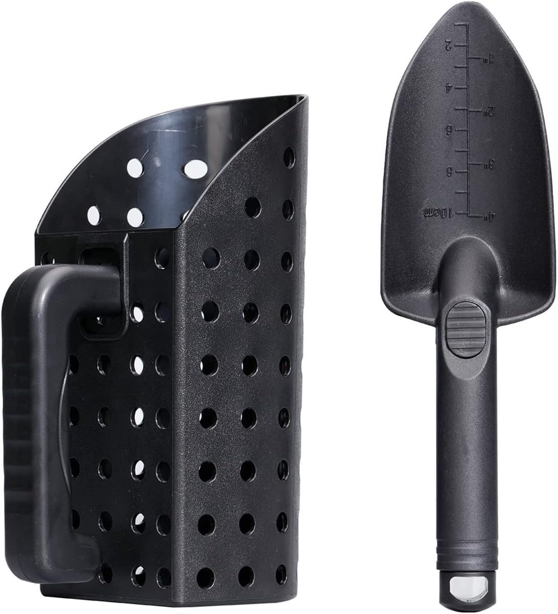 Zandschep voor metaaldetectie, snel zeefschep met gaten en ergonomische schepjes en zandschepjes met filtergaten voor het strand