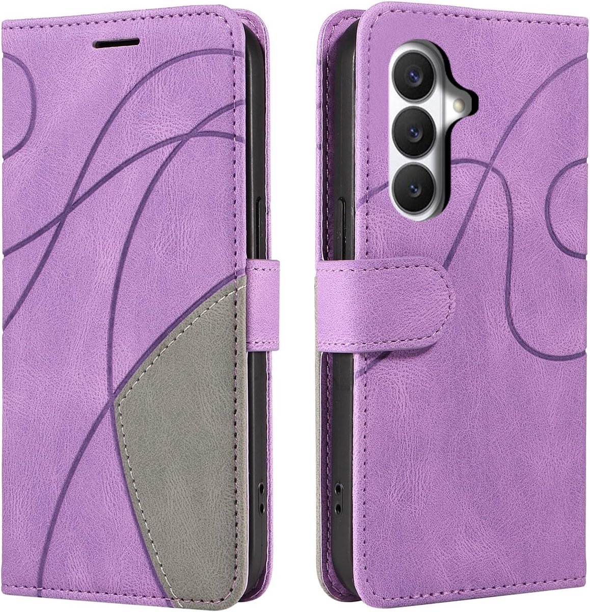 Hoes voor Samsung Galaxy S26 Plus, flip case, hoes van PU-leer, modieuze flip case voor Samsung Galaxy S26+, beschermhoes, paars