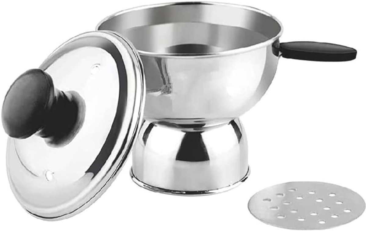 Chiratta Puttu Maker, Met Handvat Zilver, Roestvrij Staal, Rond, 0.5L