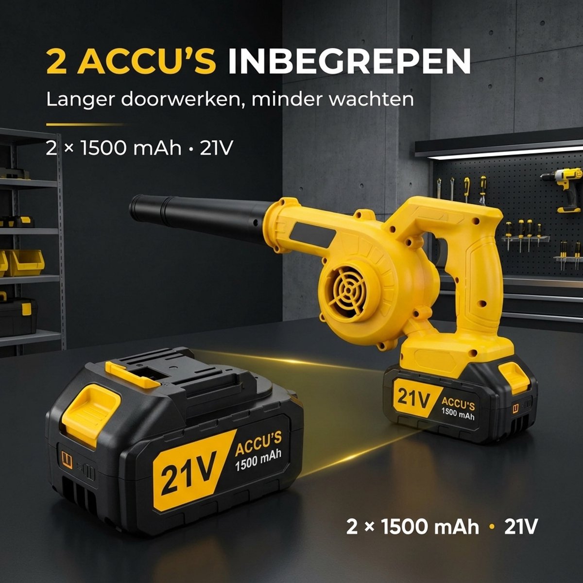 Bladblazer - Draadloze Accu Bladblazer 21V - Koperen Motor - 12.000 rpm - met Kinderslot en Oververhittingsbeveiliging – foto 5