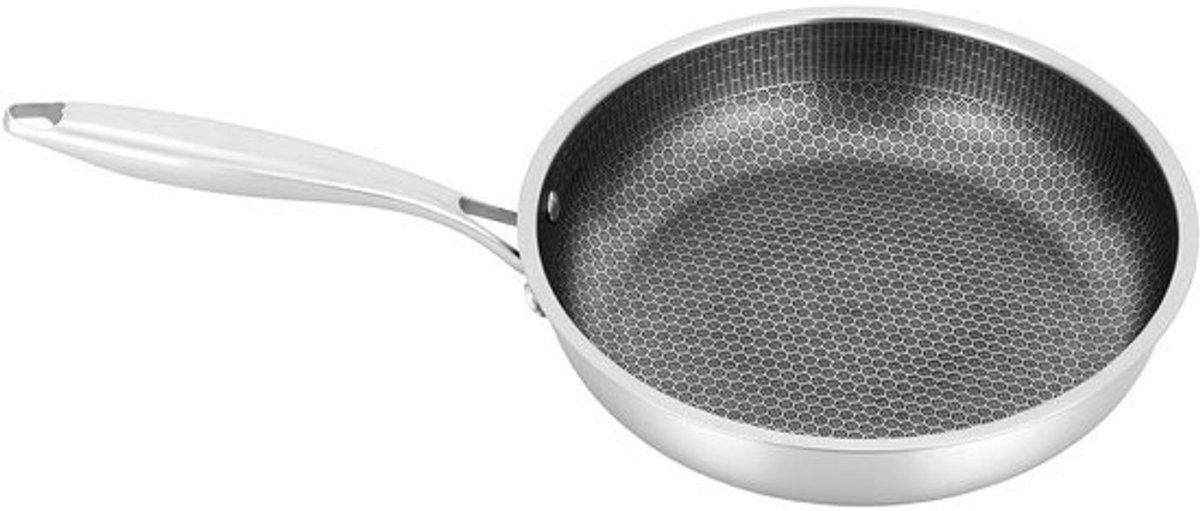 Braadpan Wokpan - Roestvrij Staal - Hobby Koken - Gelijkmatige Warmte - 28 cm - Zilver