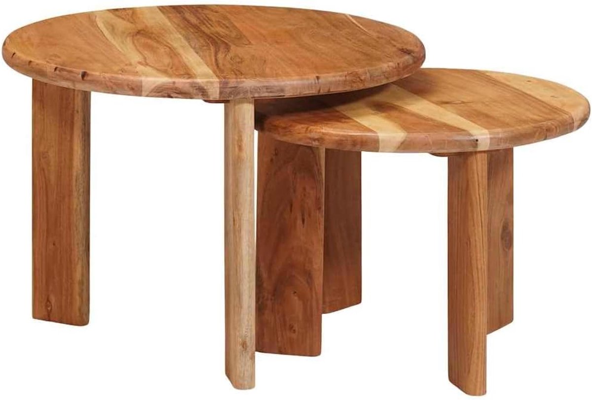 2 stuks, bruin, massief hout, acacia, met ruimtebesparend design, voor moderne woonkamer en elegante legplank