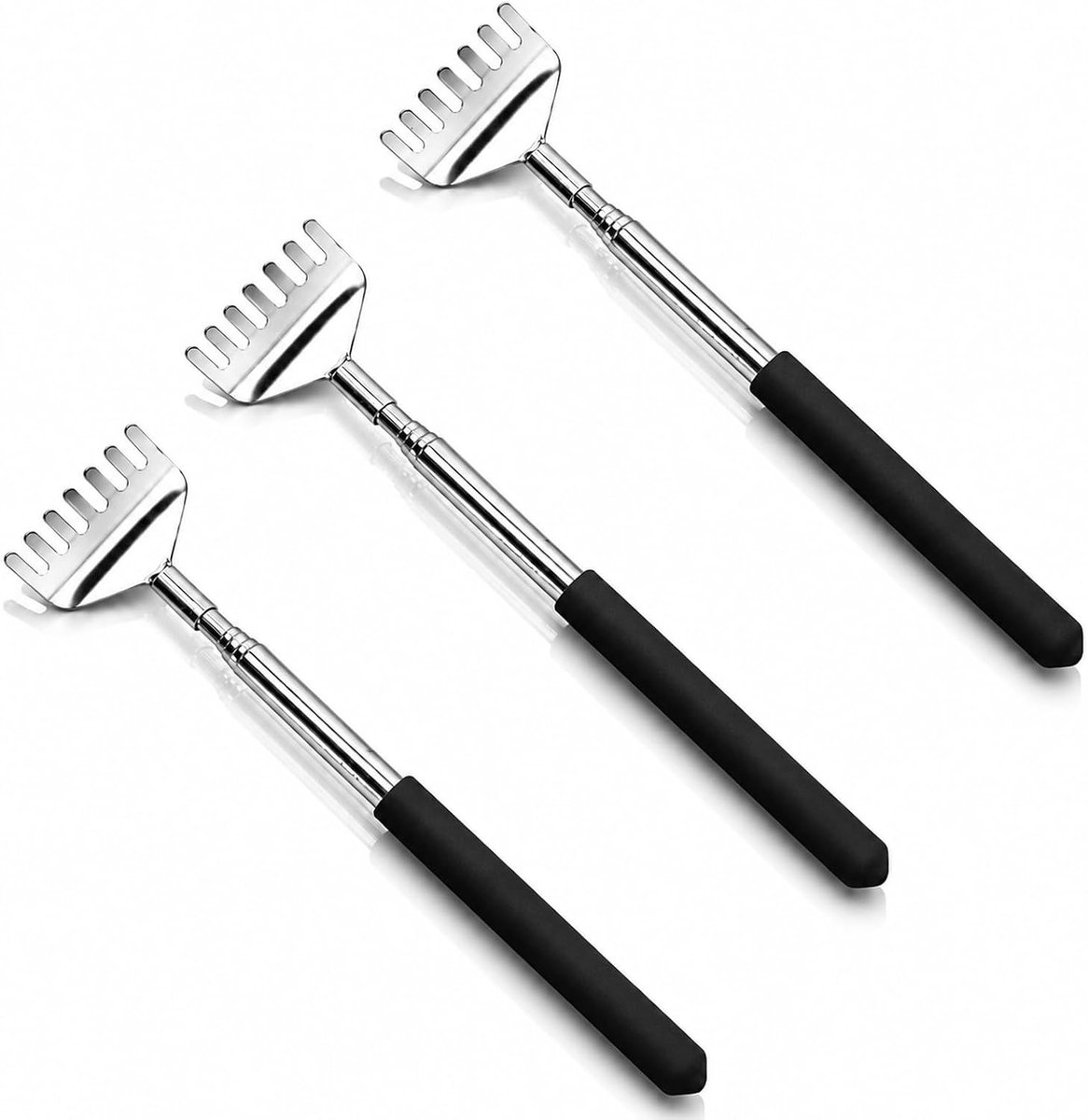 Rugkrabber van staal, 3 stuks, voor de hand, accessoires voor thuis, kantoor, reizen