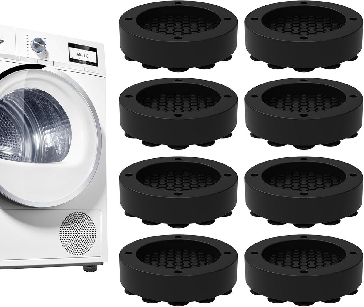 Wasmachinevoetjes rubber - 8 stuks - sterke hechting - minimale trillingen - ShopVlot