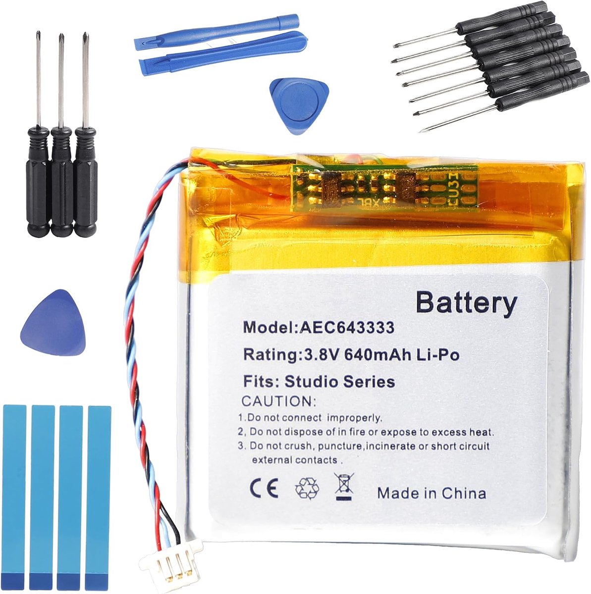 640mAh 3.8V AEC643333 vervangende batterij voor Beats Studio 2.0 3.0 Bluetooth