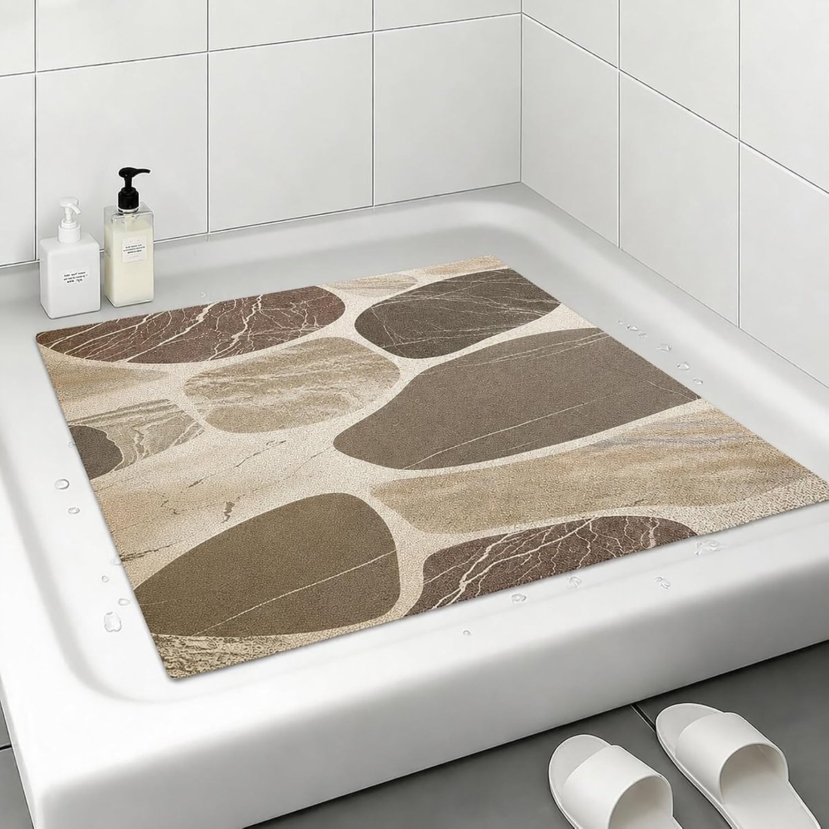 Douchemat antislip Zacht en comfortabel PVC Zeer waterdoorlatend,voor moderne badkamers,Farbe 2,80x80cm