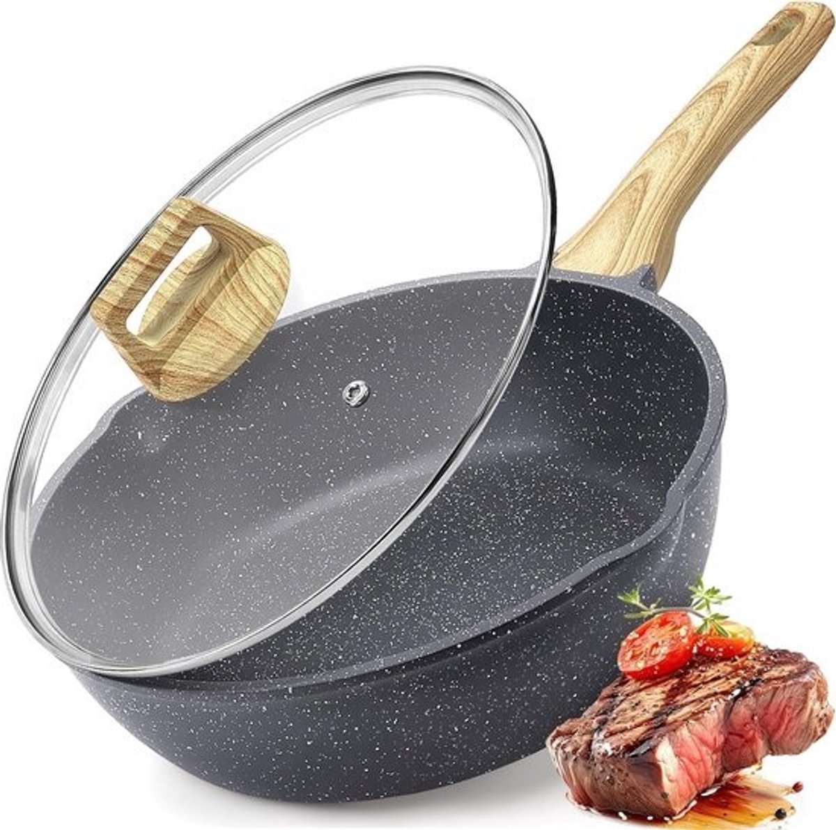 Diepe Anti-aanbak Wokpan met Deksel - 24 cm