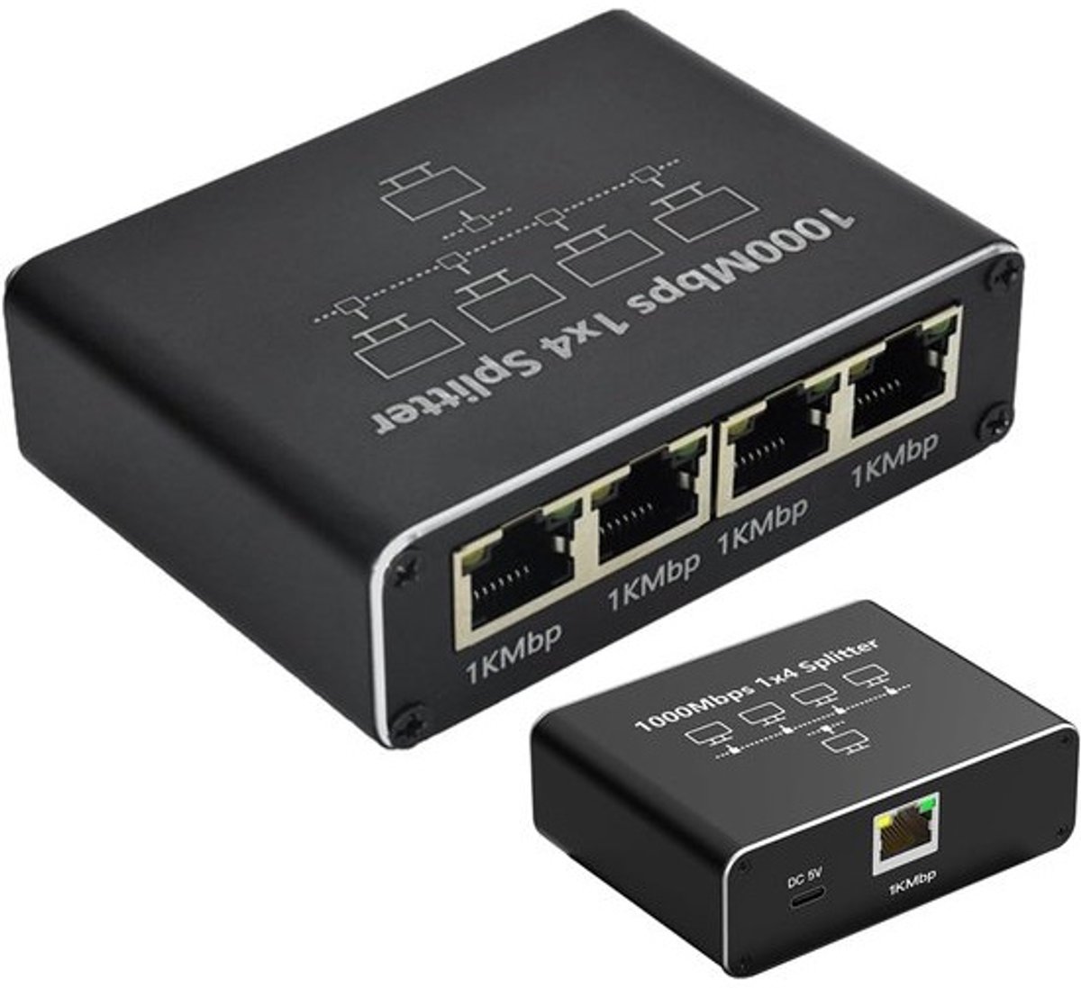 Ethernet Poorten - Netwerk Splitter - Internet Uitbreiden - Gigabit Snelheid - 1 naar 4 Poorten