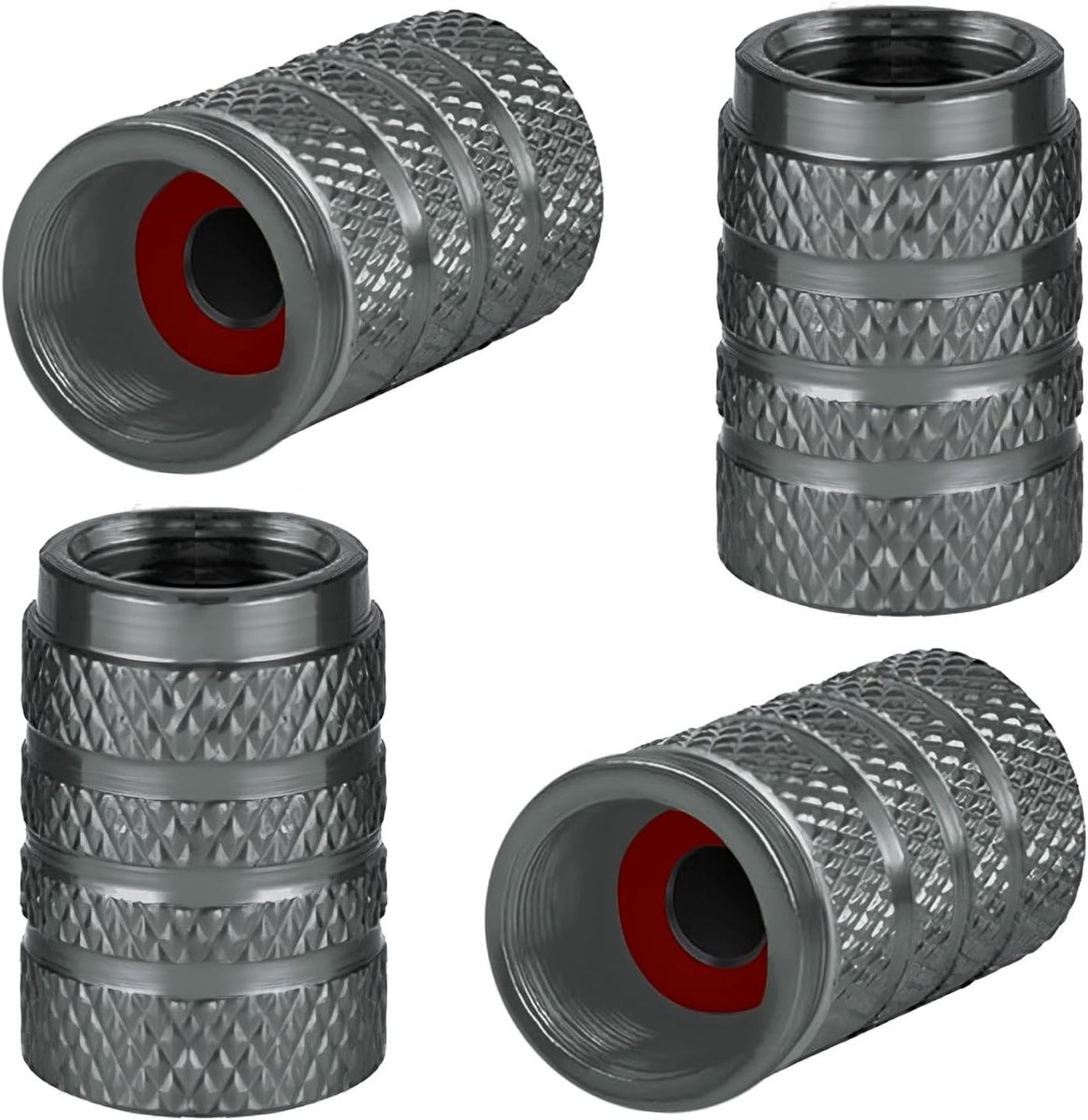 Aluminium Ventieldoppen voor Auto, Motor en Fiets - 4 Stuks Universele Stofdoppen met Pakking (Grijs)