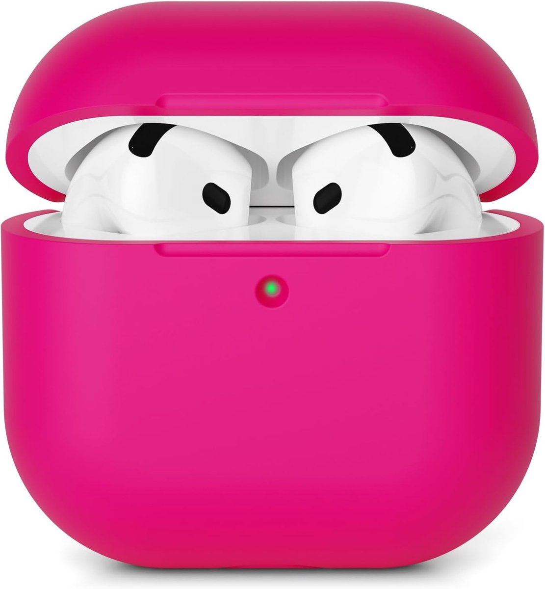 compatibel met Airpods 4 (2024), schokbestendig, krasbestendig, van siliconen, voor AirPods 4e generatie, zichtbare led aan de voorkant, roze