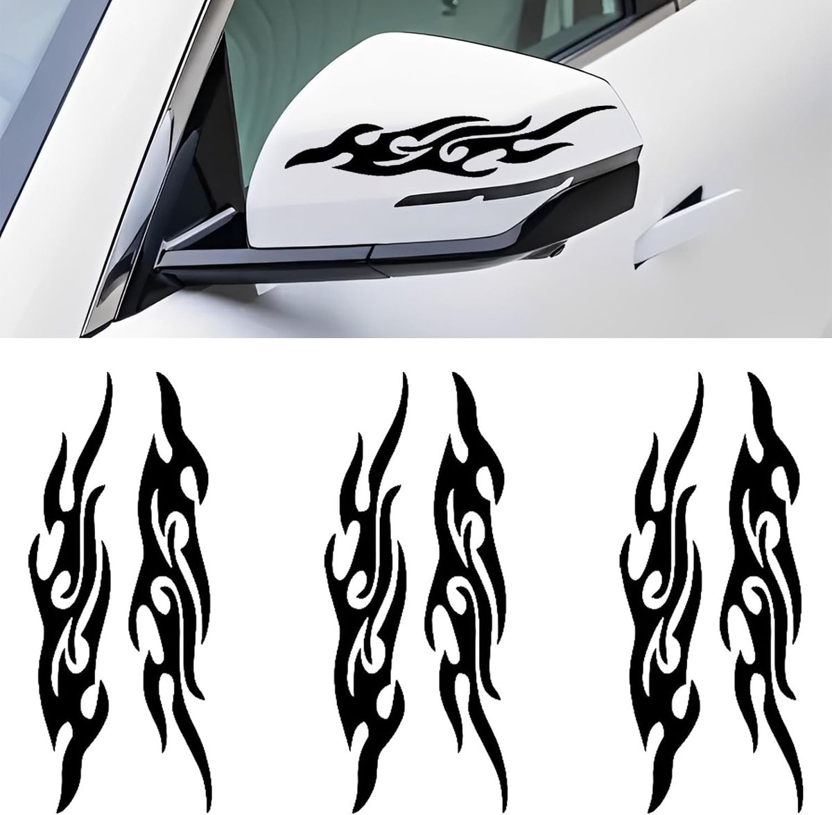 3 paar autoachteruitkijkspiegelstickers, zwart, 19 cm, zelfklevende achteruitkijkspiegelfolie voor bescherming en styling, universeel voor auto's, SUV's, vrachtwagens