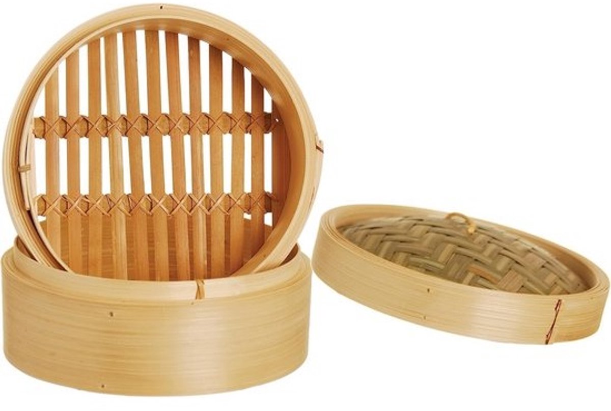 Bamboe Stoommand Set - 2-Delige Stoompan met Deksel voor Gezond Koken