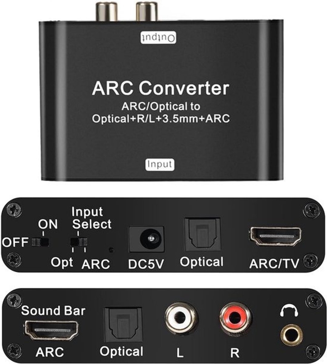 Audio Extractor Converter - ARC SPDIF Adapter - Geluid Versterken - Hoge Sample Rate - Compact Aluminium - Zwart