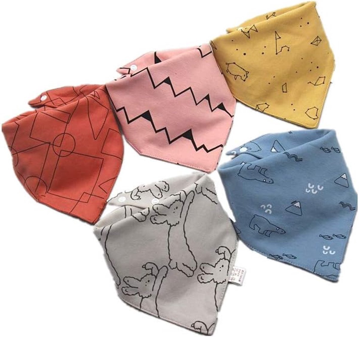 Bandana Dribble Slabbetjes, Baby Slabbetjes Newborn Voor Meisjes Jongens Unisex, Organic Cotton Babyvoeding Slabbetjes, 5Pcs Soft Superabsorberende Drool Slabbetjes,C