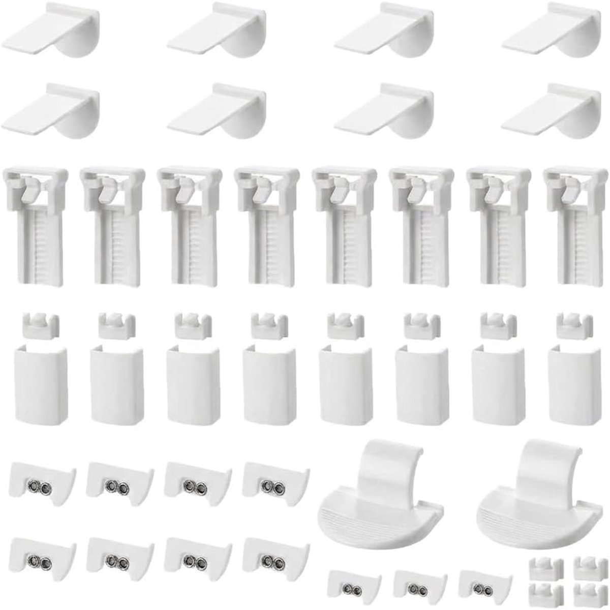 Plissé, 48 stuks plissé boren plissé reserveonderdelen, plissé houder zelfklevende klemdragers accessoires voor ramen plisségordijnen met vier trekkoorden (wit)