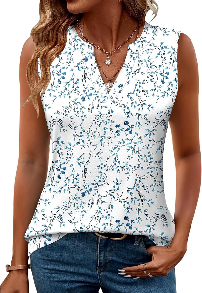 Vest Tops Vrouwen Casual Zomer V-hals Tank Tops Losse Fit Mouwloze Blouse Shirt UK
