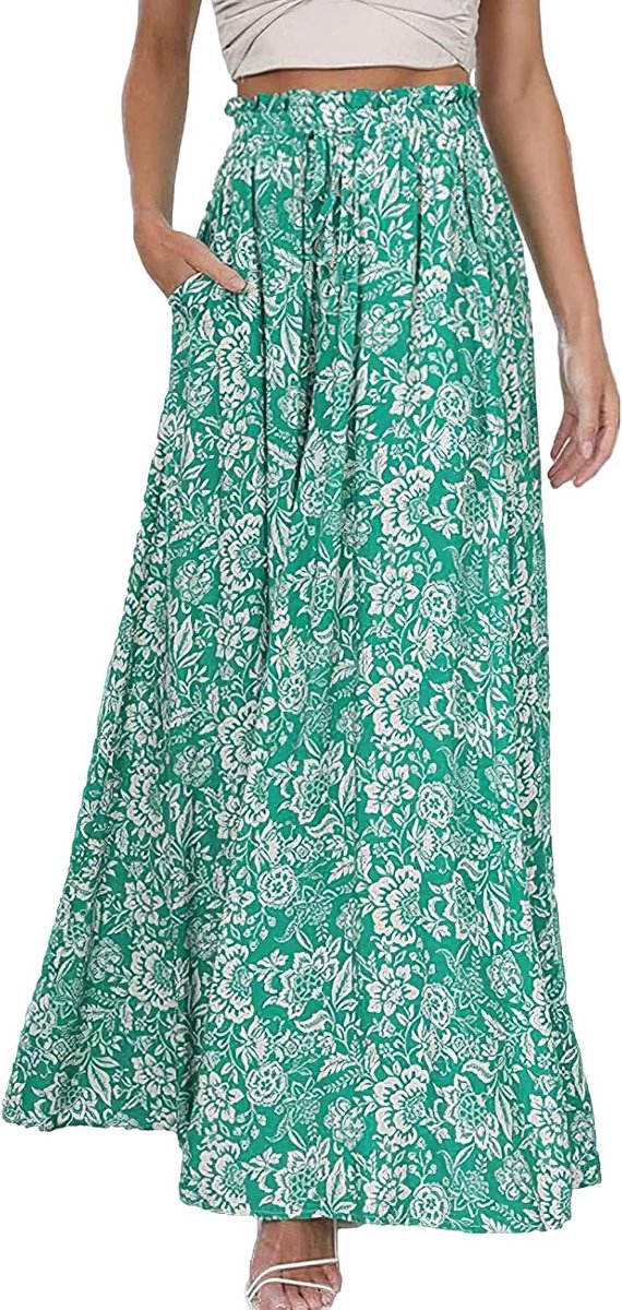 Palazzo-broek met wijde pijpen, elastische taille, casual lange broek