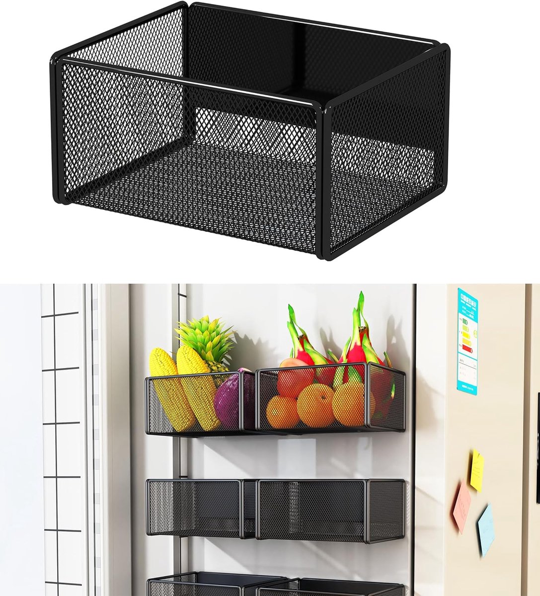 kruidenrek thuiskeuken Frige Whiteboard Organizer Magnetische (Black, Small)