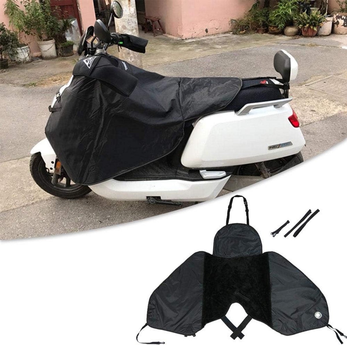 Beenbeschermers voor elektrische scooters - Winddichte hoezen - Winddichte en warme beenbeschermers - Windscherm - Winddicht schort - Regen- en winddichte beenbeschermers voor scootmobielen en elektrische scooters - Eén maat - Zwart