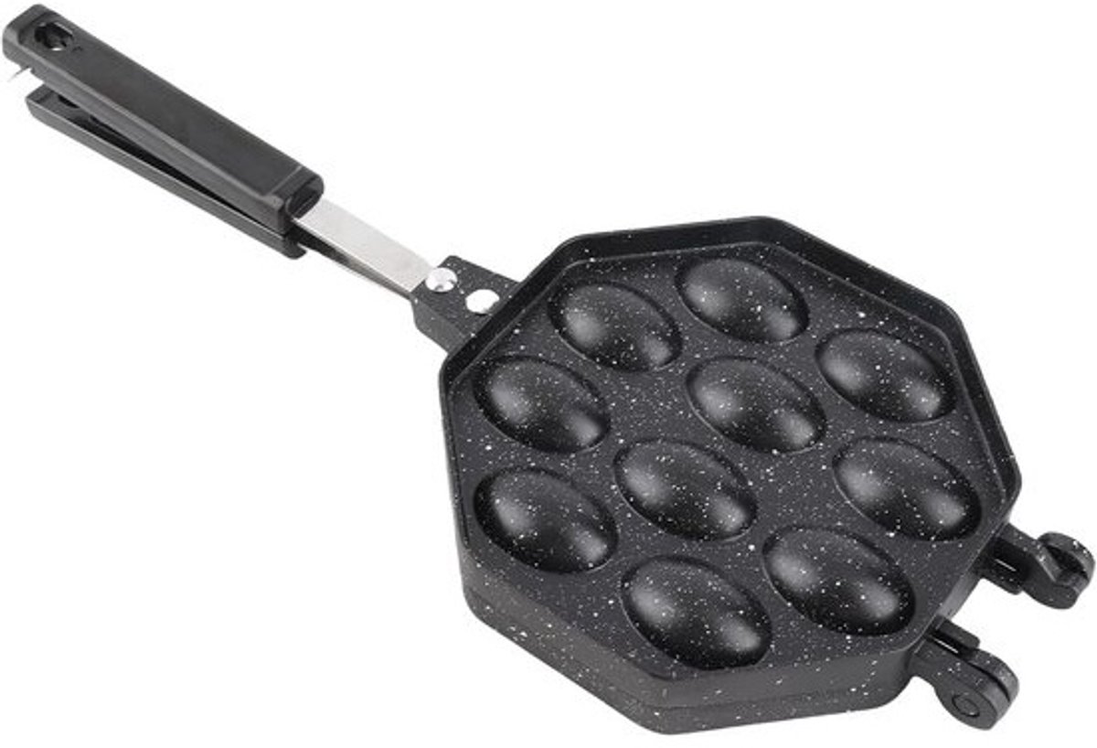 Wafelpan - Eierwafelijzer - Thuisgebruik Keuken - Antiaanbaklaag - 39x18x4 cm - Zwart