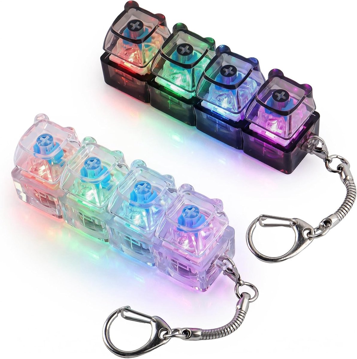 2 stuks toetsenbord fidgetspeelgoed, beer vorm clicker toetsenbord fidget sleutelhanger, zwart wit 4-in-1 luid stressverlichting fidget toetsenbord voor volwassen angst decompressie