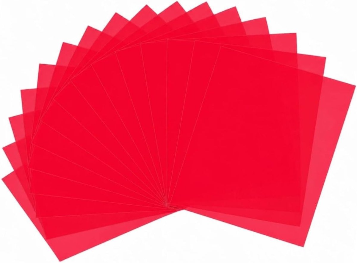 16 Stuks Transparante Kleurcorrectie Gel Filters - 0,3 mm Dikke PVC Platen A4 Lampenfolie (Rood, 29,7 x 21 cm) - Kleurcorrectie Kleurfilter voor Fotografie, Studio en Verlichting
