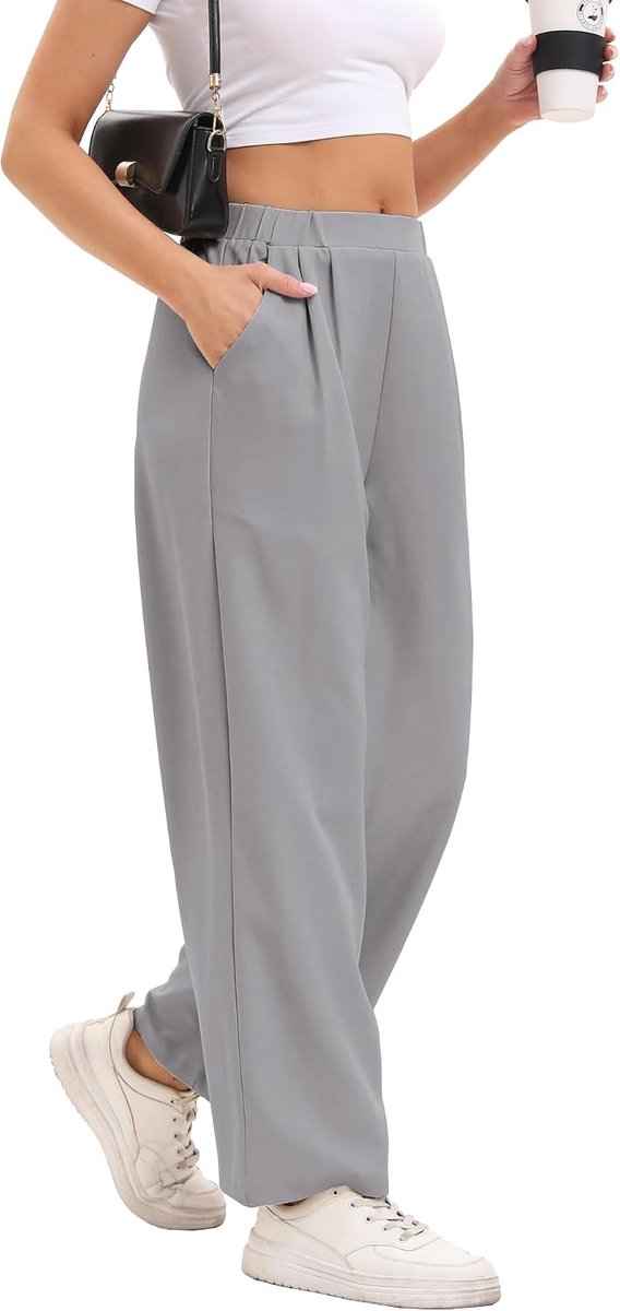 Broek dames zomer casual rechte stoffen broek hoge taille lounge elegante zakelijke broek met zakken