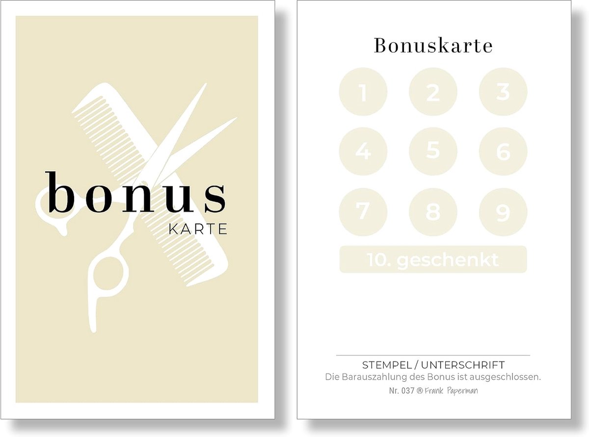125 bonuskaarten voor kappers en kappers, 10 stuks