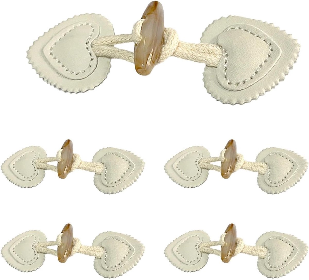 Knopen, hefboomknoppen, hoorn, leer, gelaagde knopen, hars, naaiknopen, leer, hars, voor kinderkleding, truien, jassen enz. (gebroken wit)