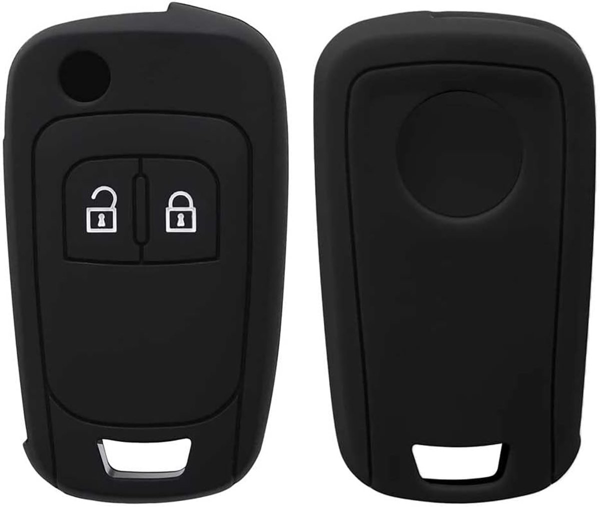 Beschermhoes voor autosleutels van siliconen, compatibel met Opel 2 toetsen Vauxhall Astra Insignia Mokka Vectra Zafira Corsa Cascada Meriva Adam Karl Vivaro (zwart)