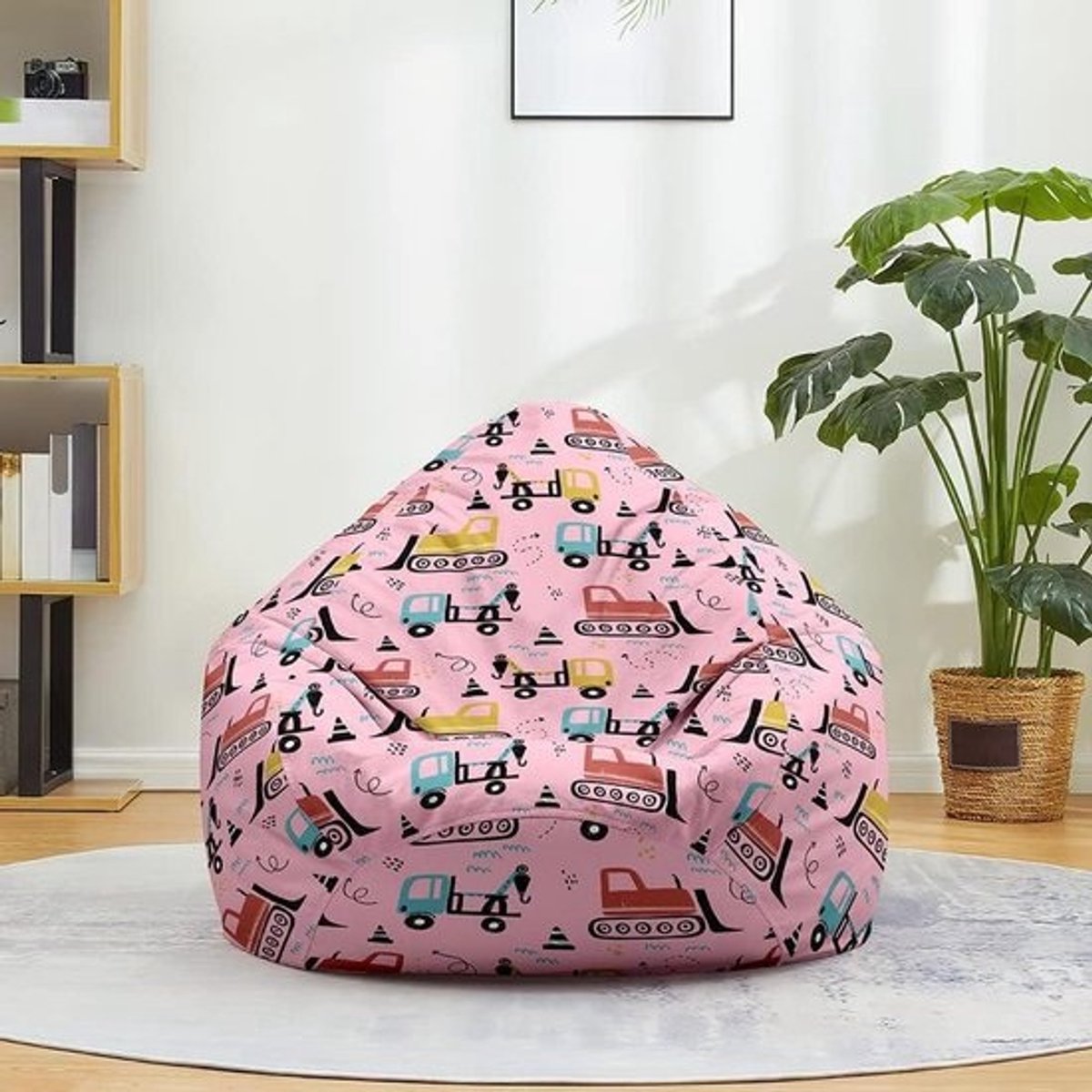 Zitzak Stoel - Zitzakhoes - Speelgoed Opbergen - Hoge Rug - 100x120 cm - Roze