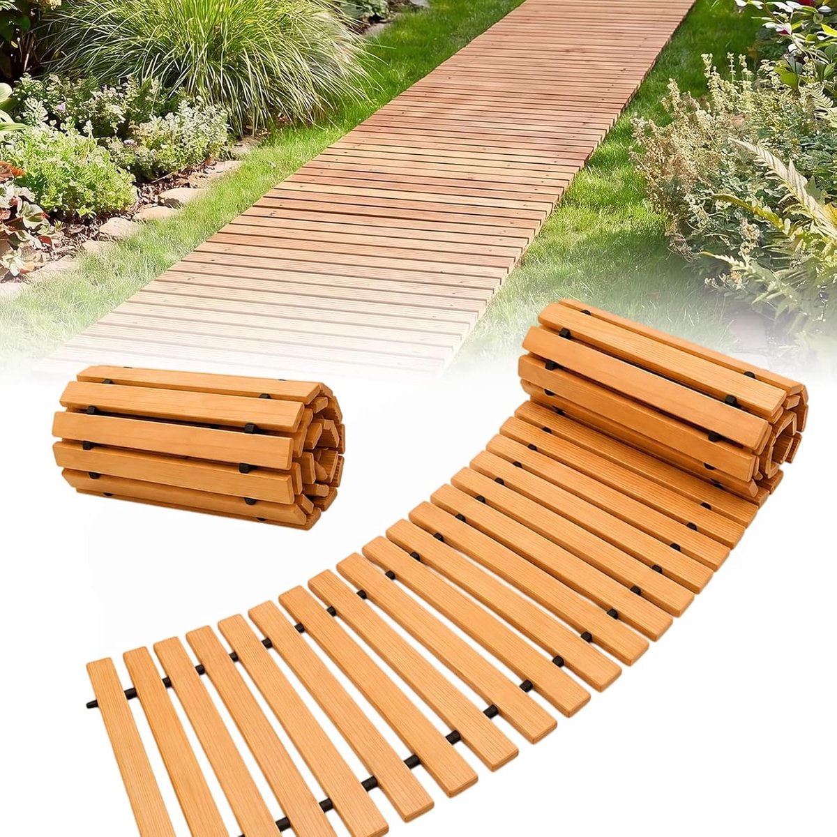 Zweg tuinpad, rolbaar, tuinpad van cederhout, 1,8 m