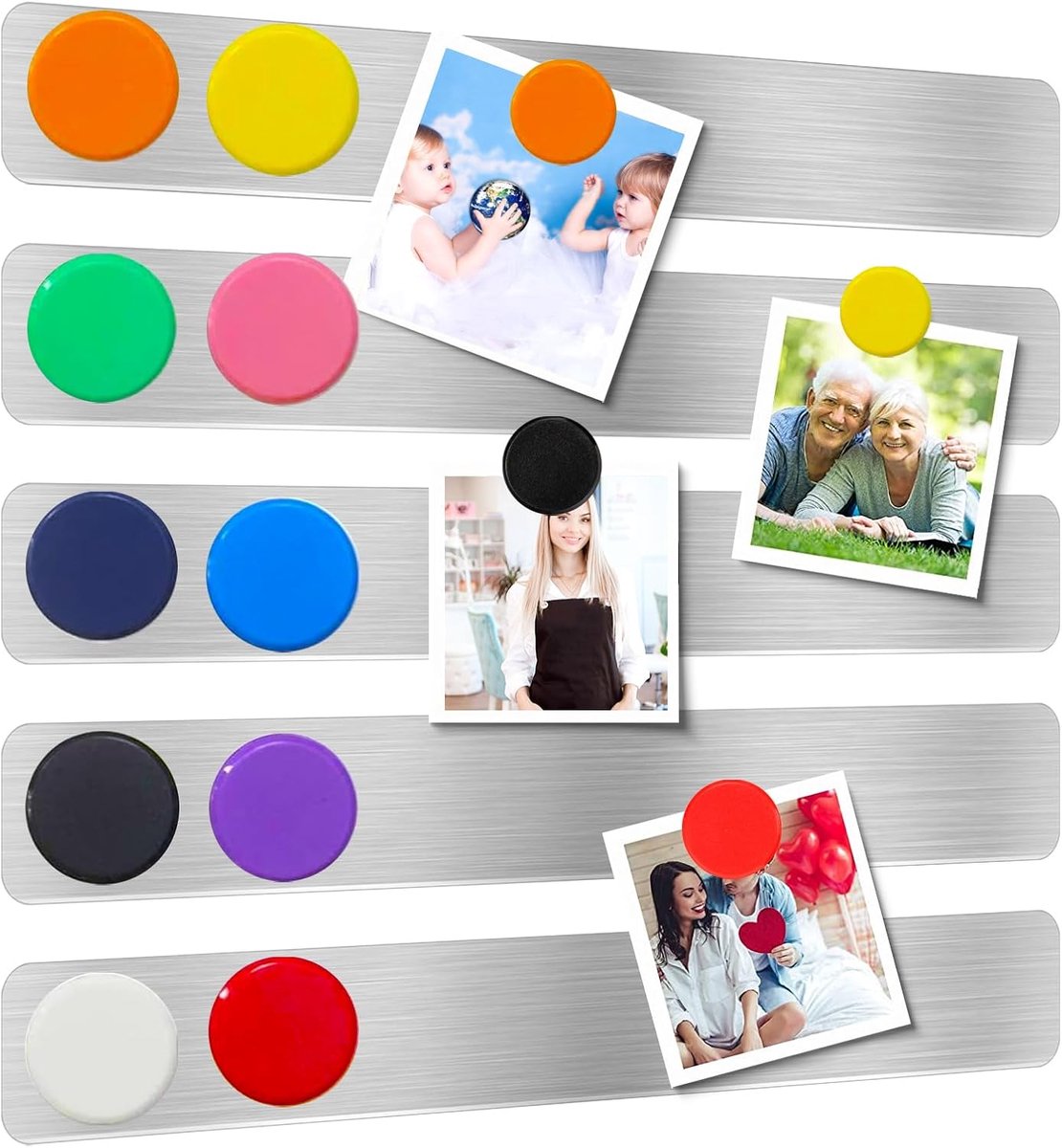 Dailygoods- Prikbordstrip Roestvrij Staal - Magnetische Tape - Zelfklevende Bulletinstrip - 5 Stuks - Krasbestendig - Voor Kantoor/Thuis - Magnetische