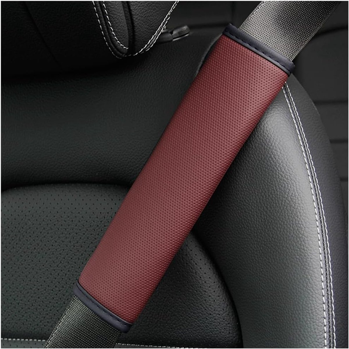 Dailygoods- Gordelkussen 2 Stuks - Zacht Comfort - Schouderkussen - Bescherming Veiligheidsgordel - Universeel - Leer - 6,5 x 23 cm - Veiligheidsgorde