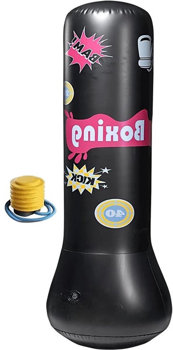 Opblaasbare Bokszak - Stootzak Kinderen - Sportief Spel - Snelle Montage - 65 x 120 cm - Blauw