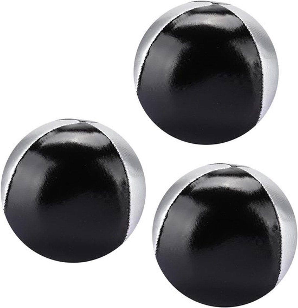 Jongleerballen Set - Oefenballen Behendigheid - Vaardigheid Trainen - Scheurbestendig PU-leer - 3 Stuks - Zilver Zwart