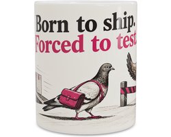 Mok met Duif en Strenge Uil Born to Ship Forced to Test Grappige Beker voor Software Testers Developers en QA Teams