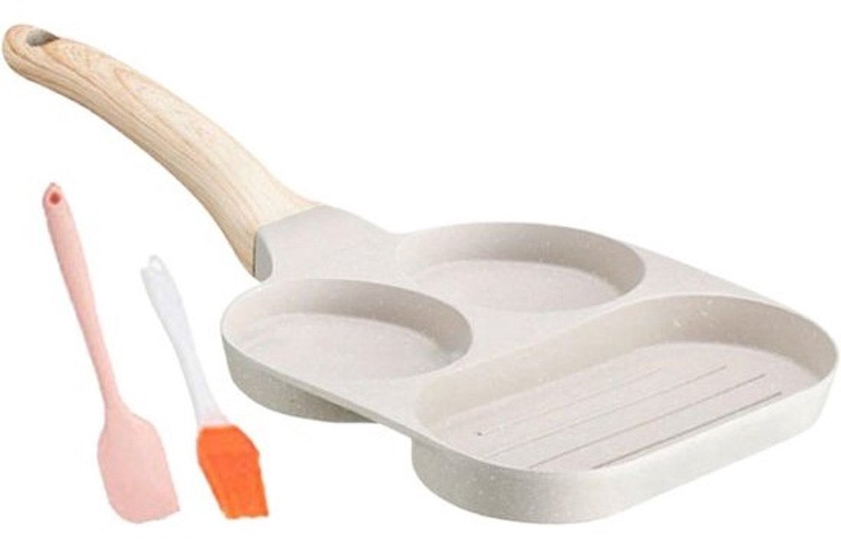 Omelet Pan - Ontbijt Grill - Gezinsmaaltijden Bereiden - Antiaanbak Steenafgeleid - 19 cm - Zwart