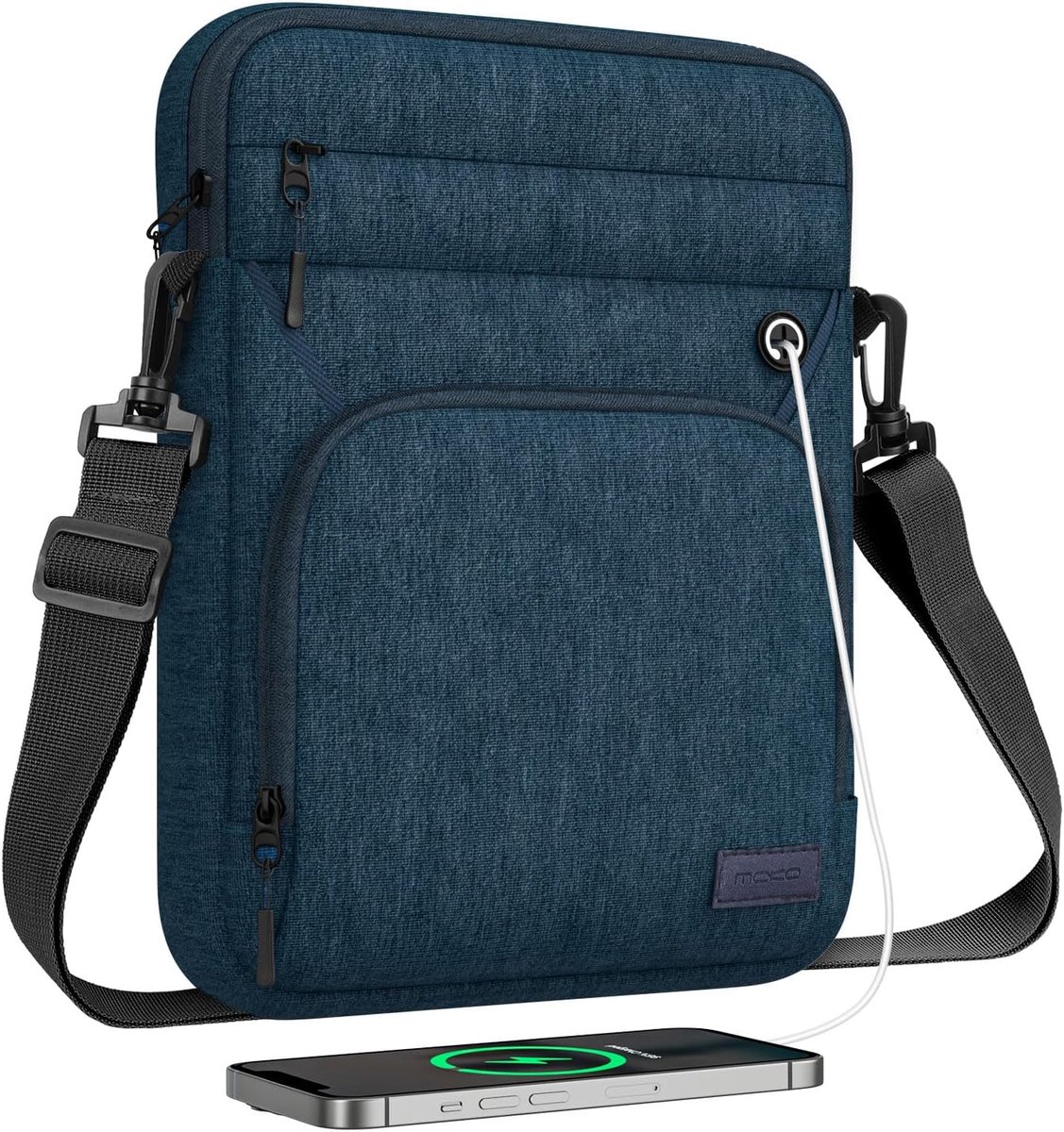 Inovra- Tablethoes multifunctioneel - Schouderriem - Hoofdtelefoonaansluiting - Geschikt voor 12.9 inch - Waterdicht polyester - Bescherming tegen kra
