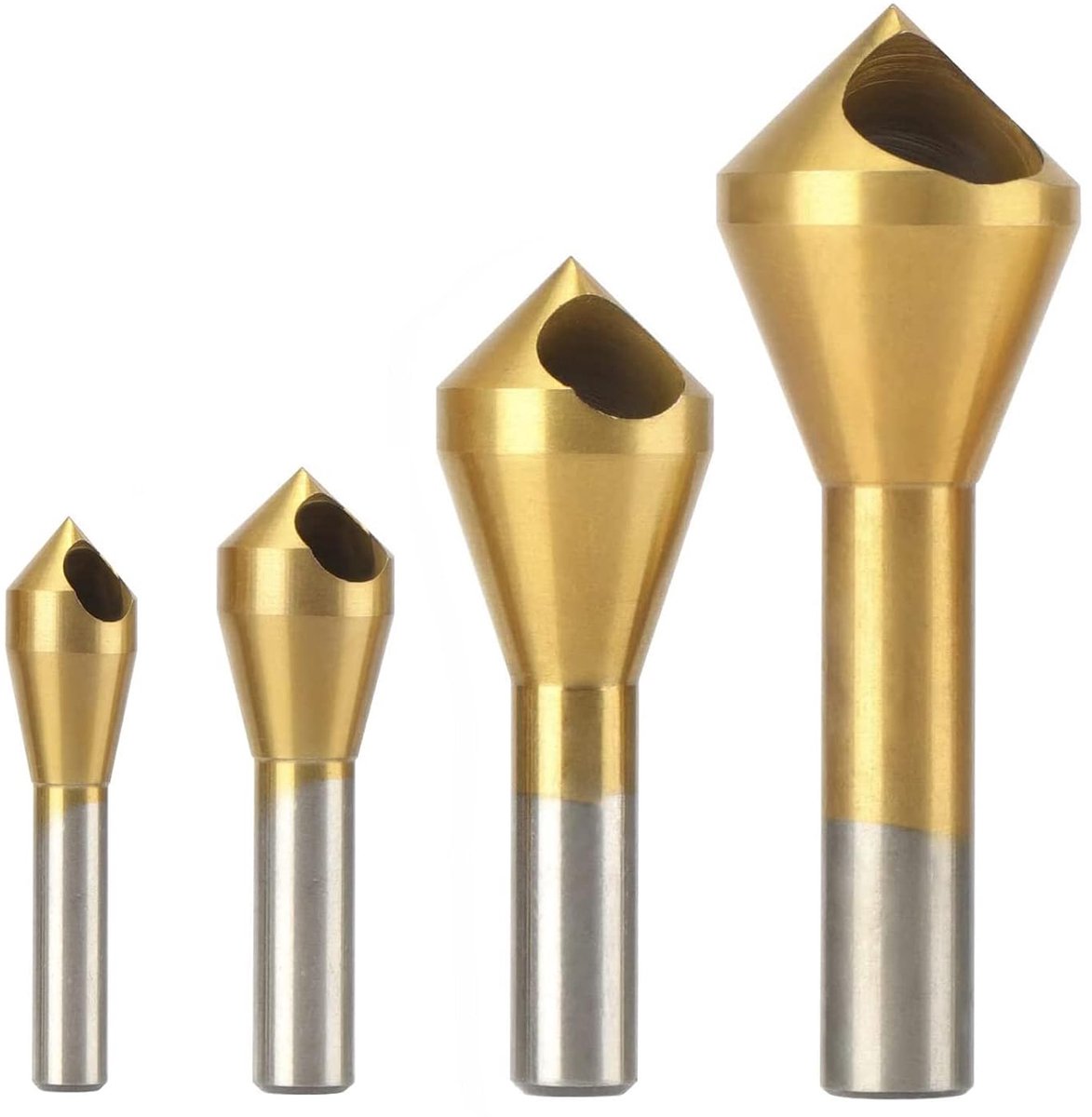 4 stks Titanium Verzinkbak Afschuining Tool HSS (4241) Ontbramen Tool Set 90 Graden Metalen Hout Boren