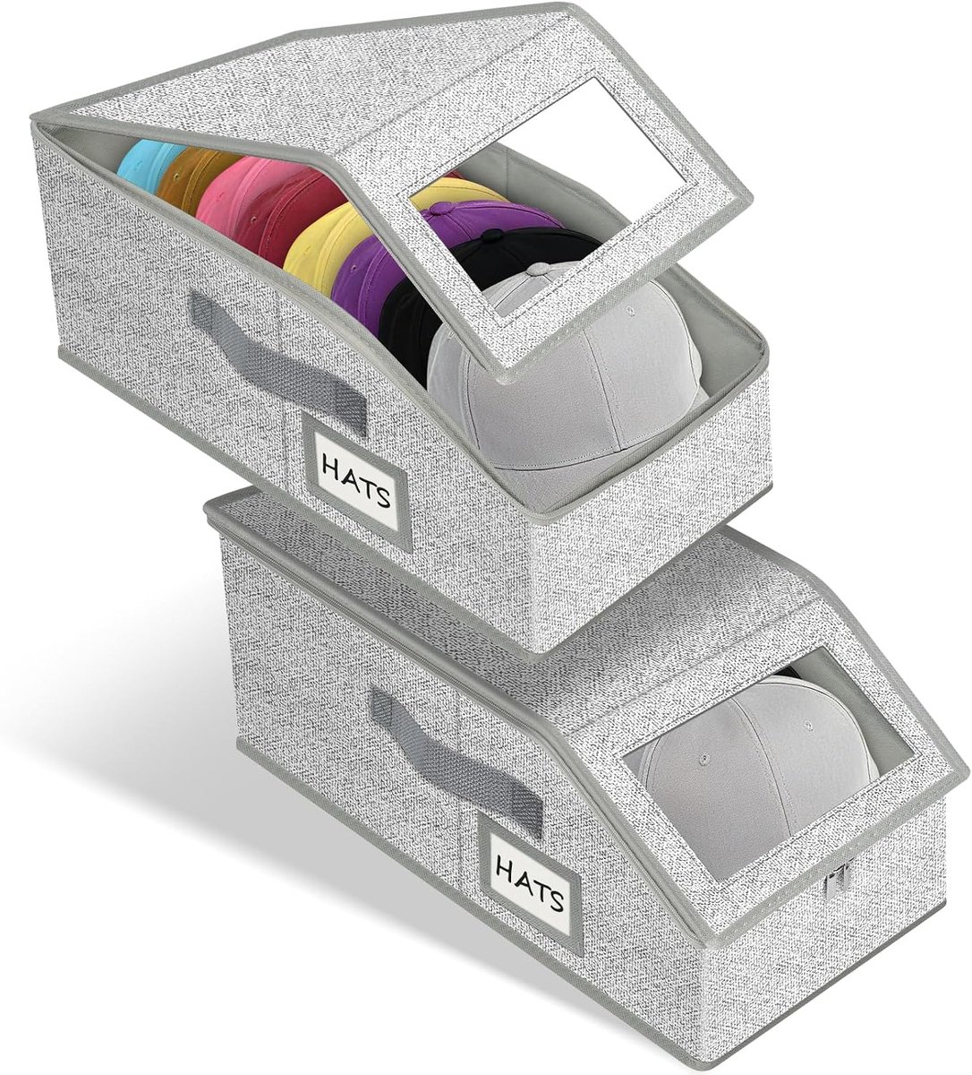 Set van 2 hoedopbergdozen, transparante hoedorganizer, pethouder