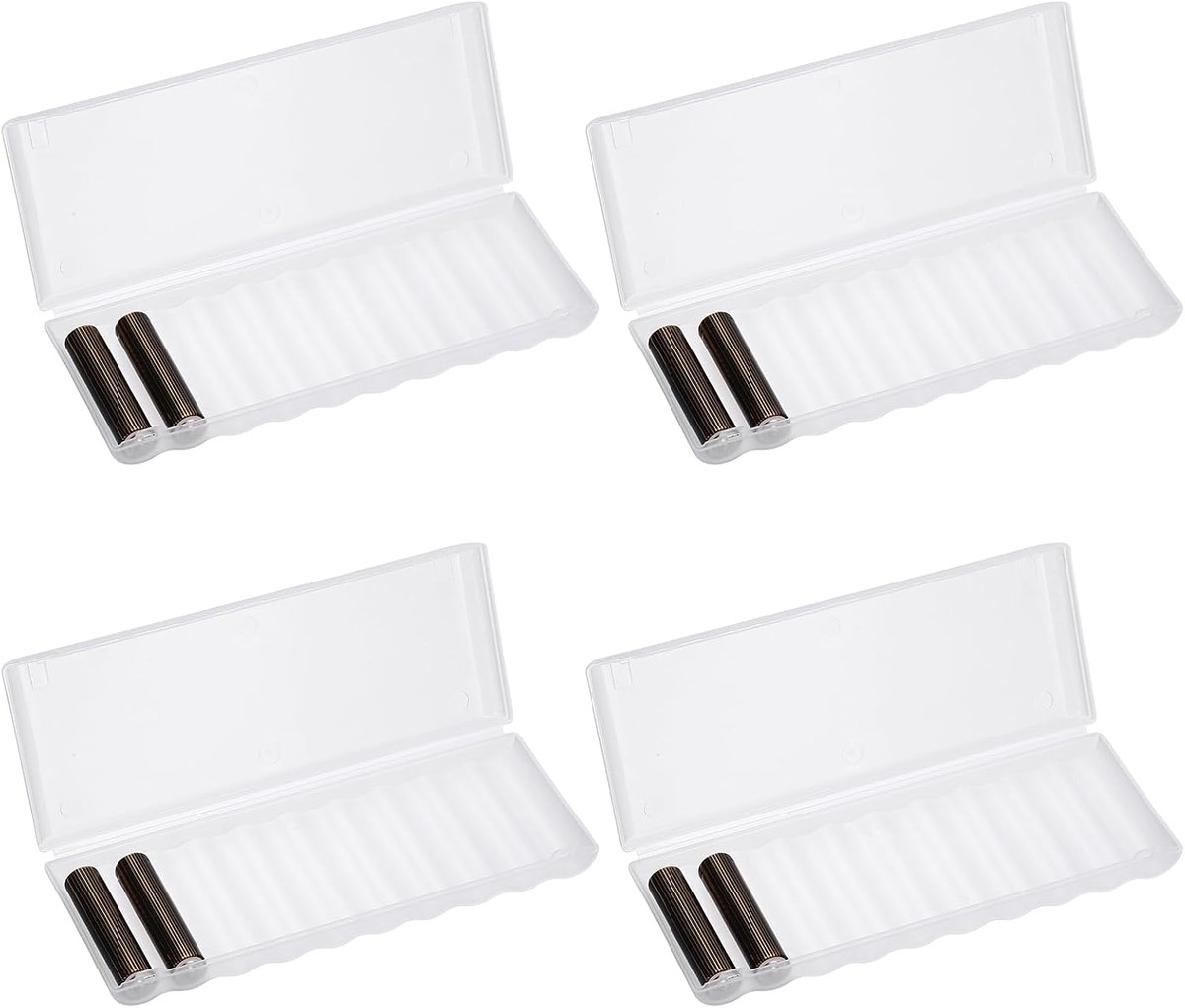 Batterij-organizer, opbergdoos, 10 x AA batterijen van transparante kunststof, voor de garage, draagbare organizer (4 stuks)