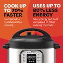 Instant Pot Duo, tot 70% sneller en 80% minder energieverbruik vergeleken met traditionele kookmethodes.