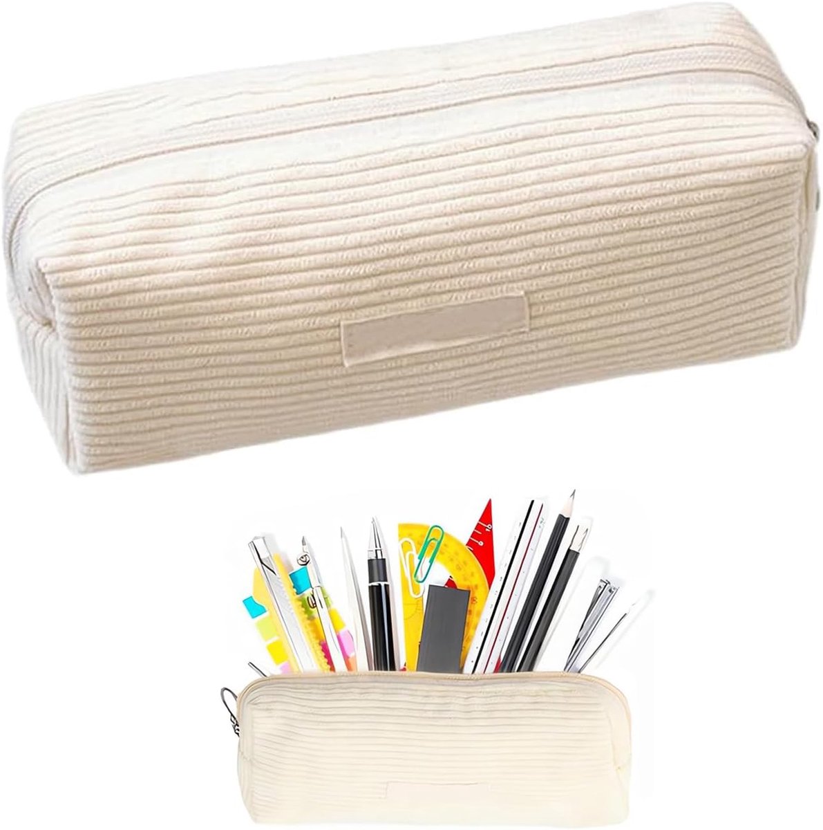 Dailygoods- Scholetui Hoogwaardige Corduroy - Pennenetui - Bureau Organizer - Schoolmateriaal - Verjaardagscadeaus - Grote Capaciteit 19 x 7 x 6 cm -