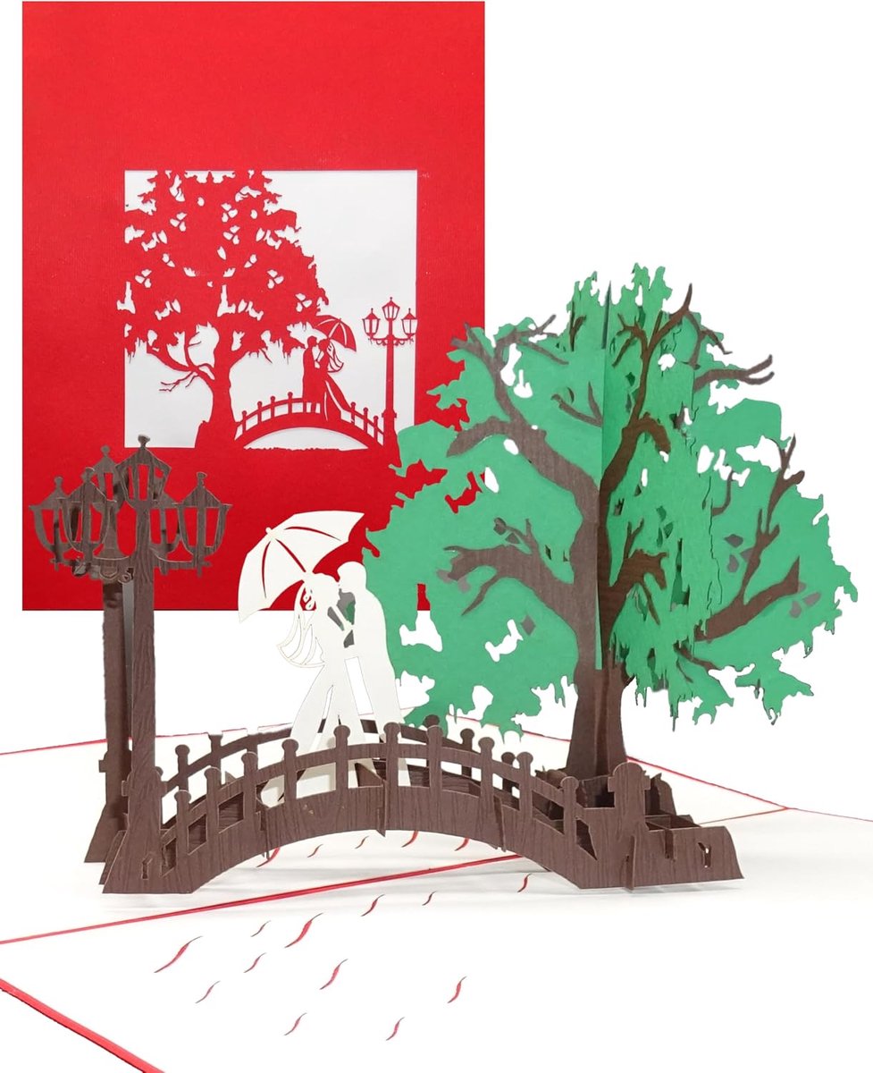 Up Kaart"Wedding Bridge" - 3D huwelijkskaart en uitnodigingskaart voor bruiloft, voucher en geldgeschenk - verlovingskaart, huwelijkuitnodiging, cadeaubon, uitnodigingskaarten met envelop