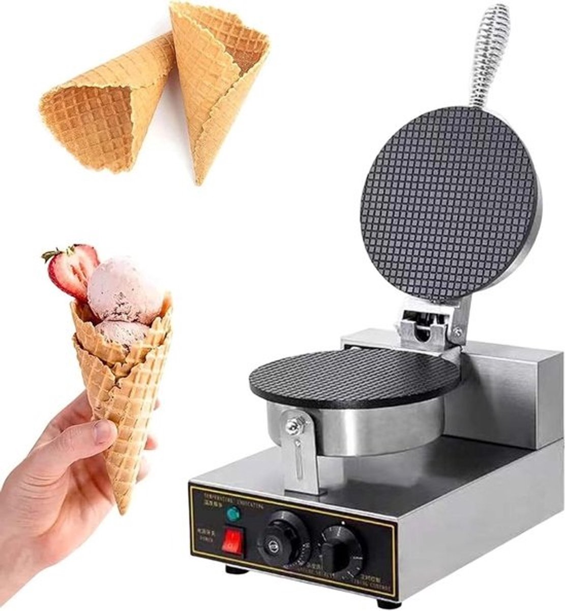Wafelmaker 3-in-1 - Ijshoorntjesmaker Wafelijzer - Desserts Maken - Dubbele Antiaanbaklaag - Niet Gespecificeerd - Meerkleurig